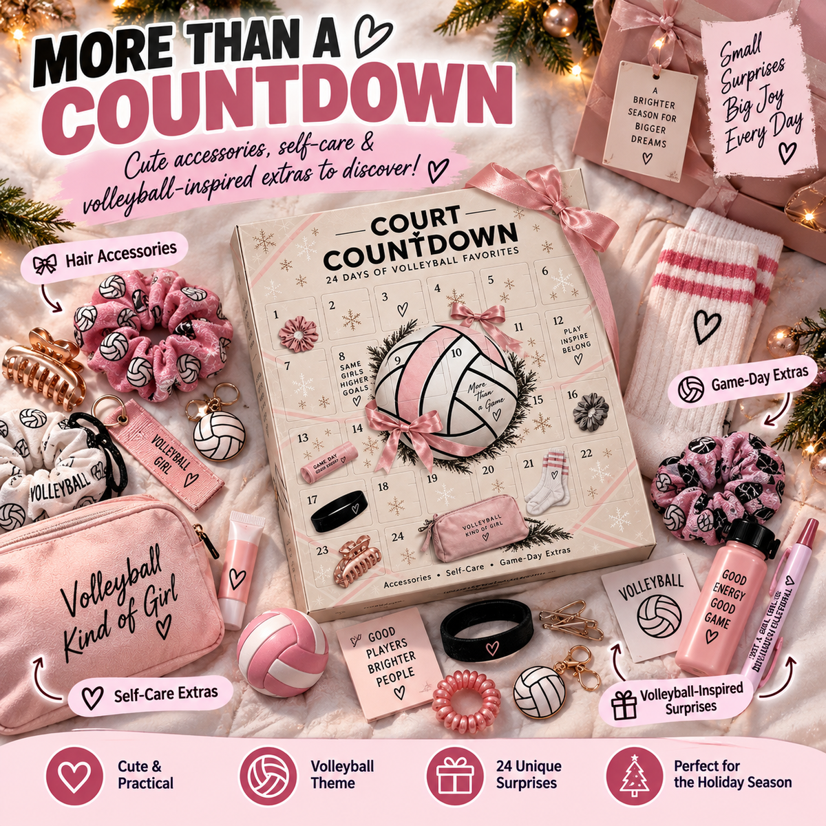 ๐ Volleyball Advent Calendar โ 24-Day Christmas Countdown Gift for Girls, Players & Teammates