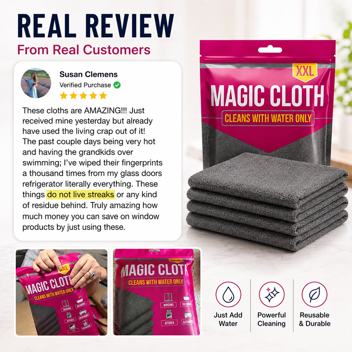 Magic Microfiber Cleaning Cloth (5-Pack)🔥