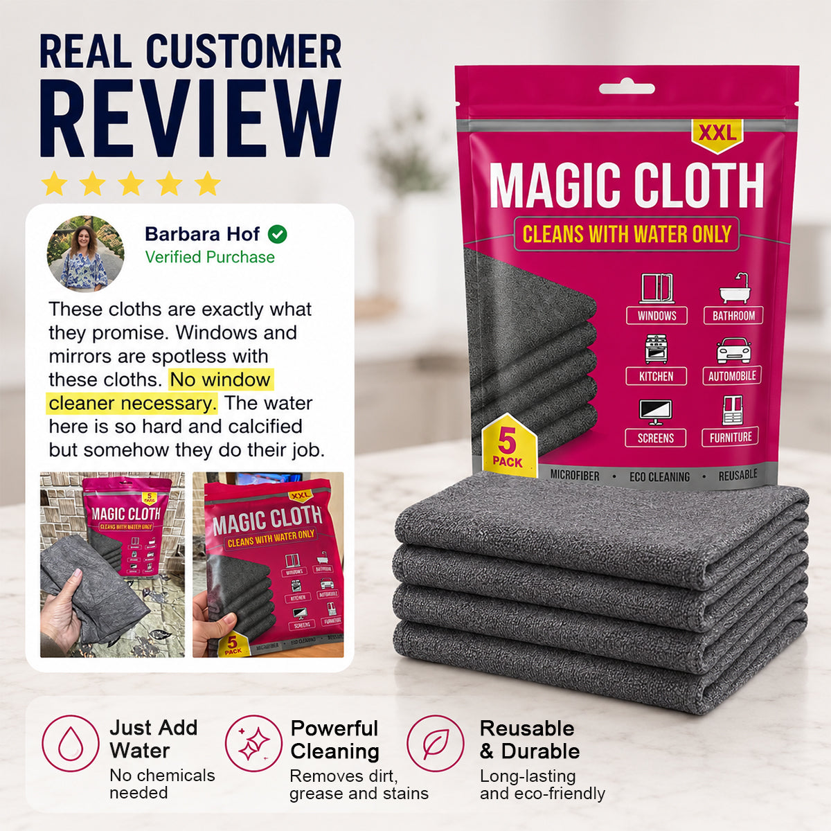 Magic Microfiber Cleaning Cloth (5-Pack)🔥