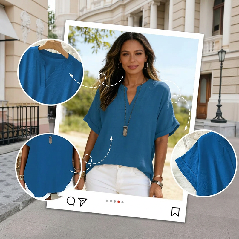 Loose Solid Color Women's Casual Blouse