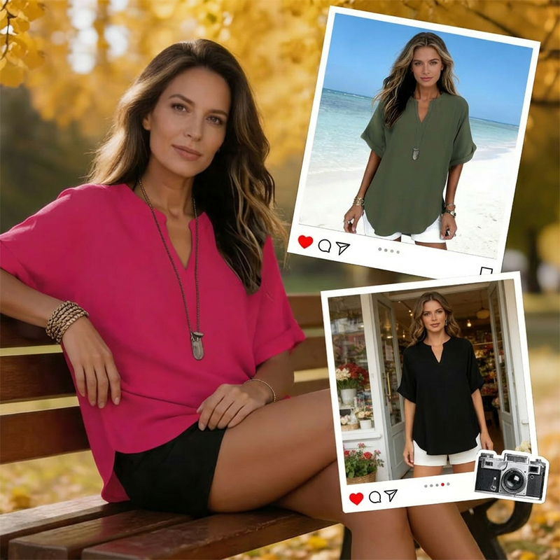 Loose Solid Color Women's Casual Blouse