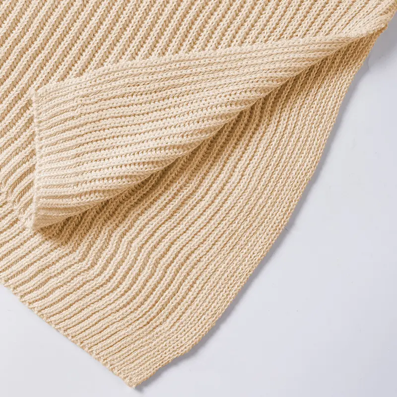 Women's Oversized Puff Sleeve Knit Pullover Round Neck Side Slit Casual