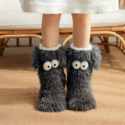 Plusock Plus Size Fluffy Monster Indoor Slipper Socks