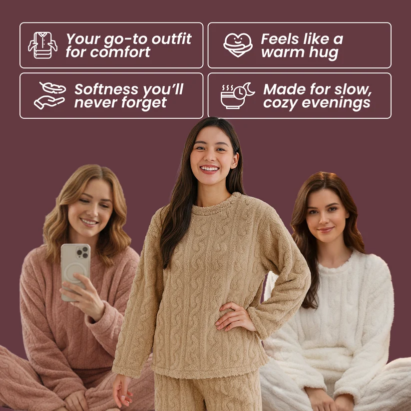 Women's Cozy Cable Knit Lounge Set