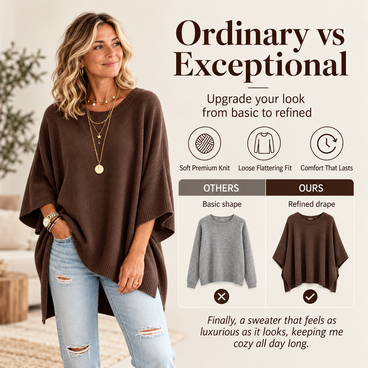 Women's Loose Solid Color Casual Knit Sweater