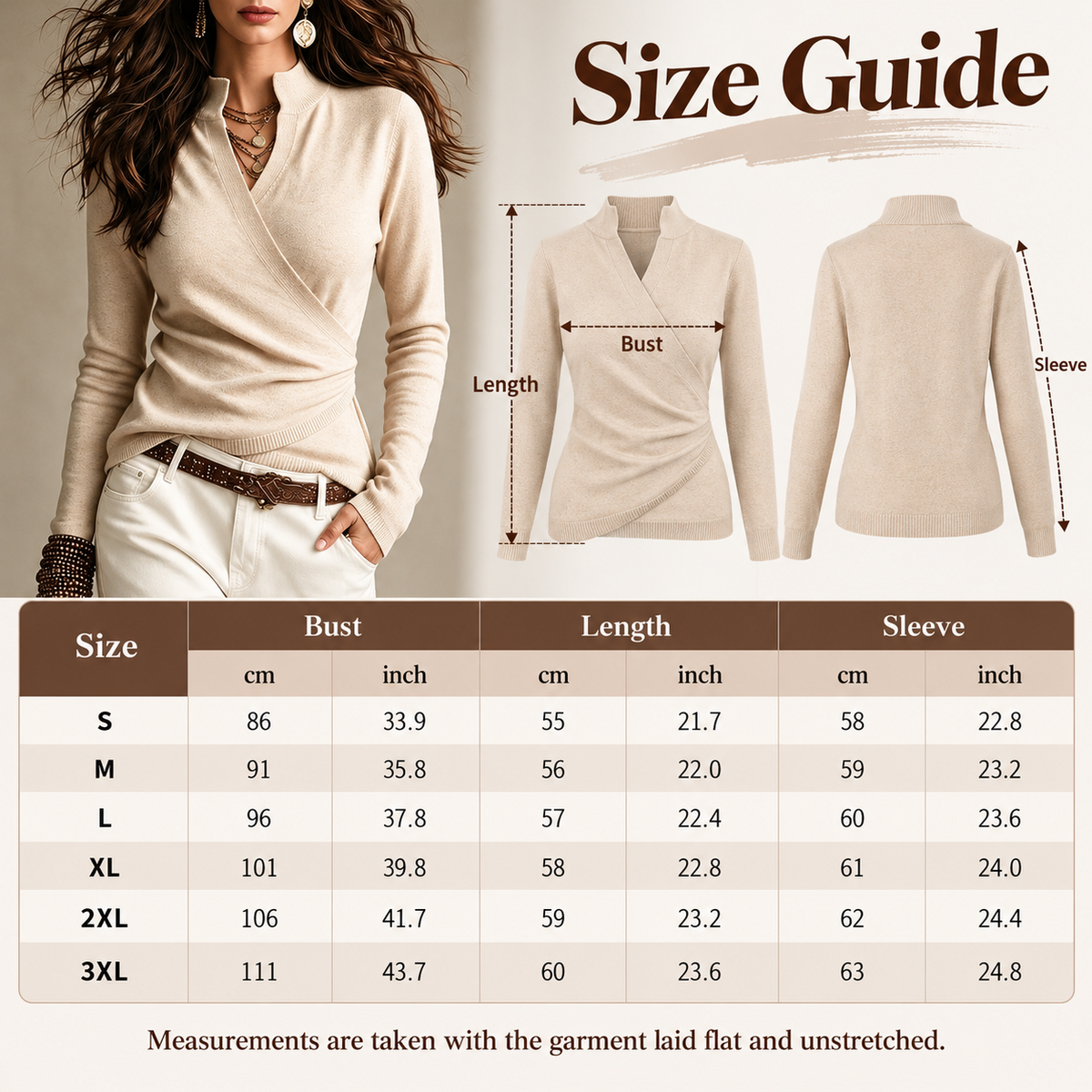 Early Autumn Fake Neck Cross Wrap Sweater for Women
