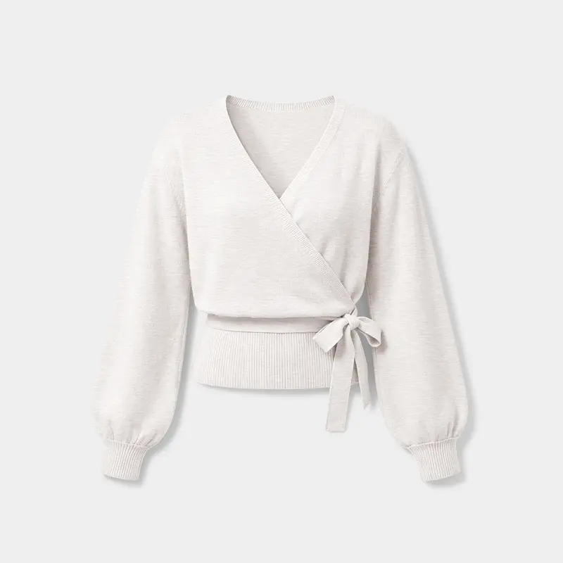 V-Neck Wrap Tie-Waist Knit Top