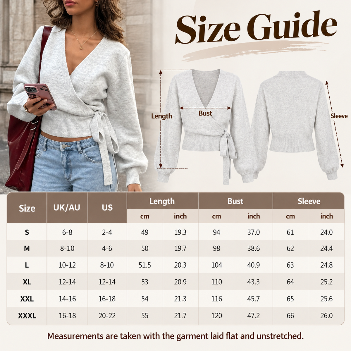 V-Neck Wrap Tie-Waist Knit Top