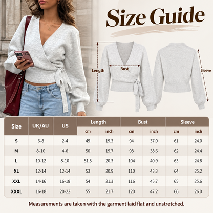 V-Neck Wrap Tie-Waist Knit Top