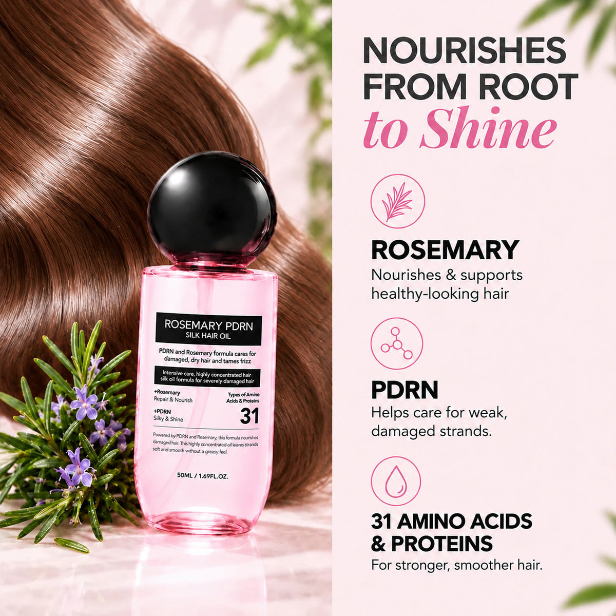 Korean Rosemary PDRN Silk Hair Oil