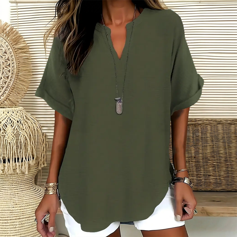 Loose Solid Color Women's Casual Blouse