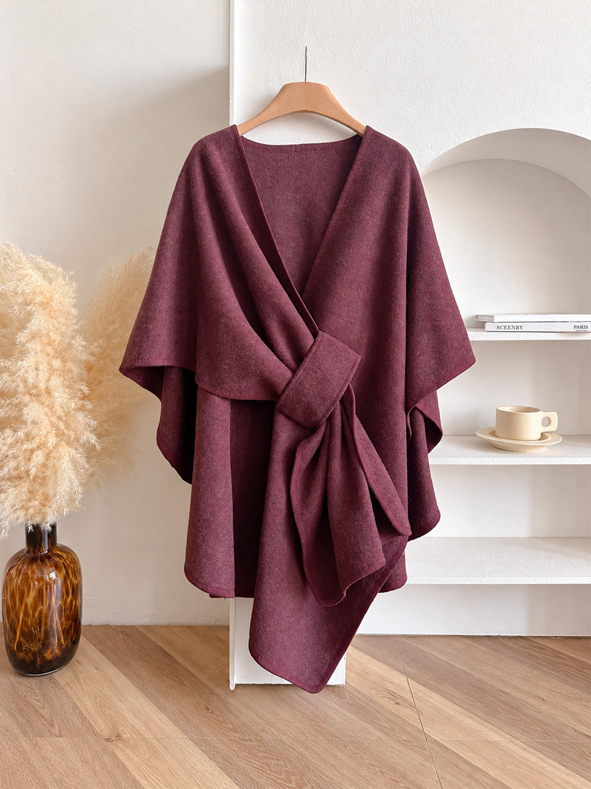 Women's Elegant Wrap Shawl with Belt