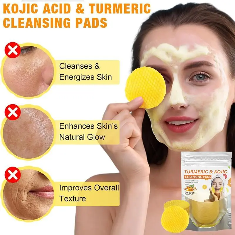 Turmeric & Kojic Acid Cleansing Pads,20pcs🟡