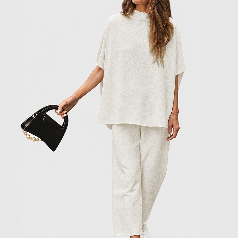 Women's Two Piece Batwing Sleeve Top Wide Leg Pants