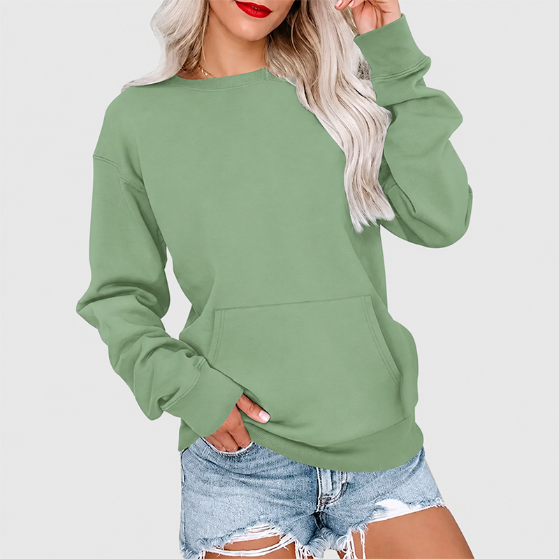 Women's Oversized Crewneck Sweatshirt with Kangaroo Pocket