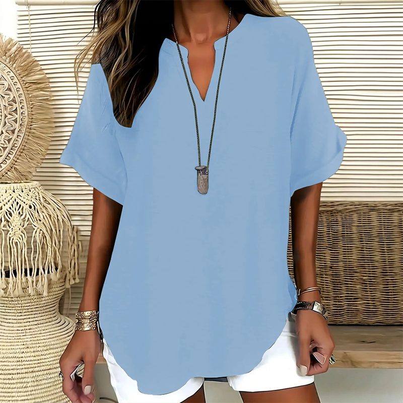 Loose Solid Color Women's Casual Blouse