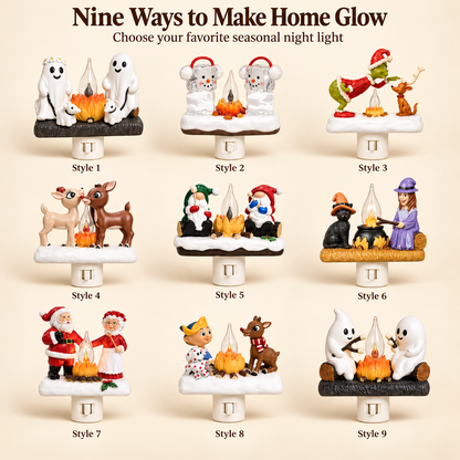 Cozy Campfire Plug-In Night Light in 9 Charming Seasonal Styles