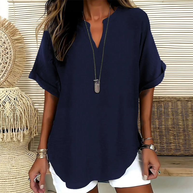 Loose Solid Color Women's Casual Blouse