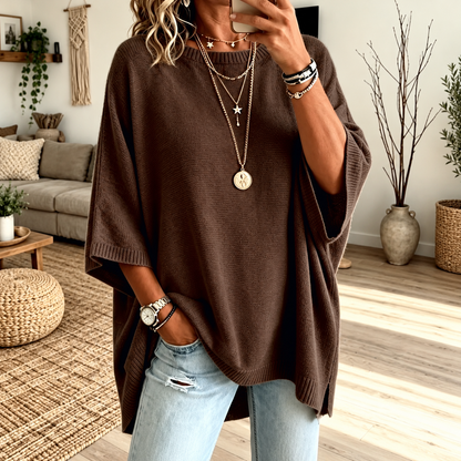 Women's Loose Solid Color Casual Knit Sweater