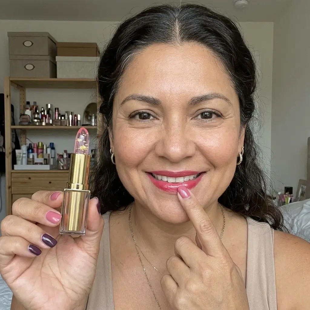 Woman testing Vibeourplus Signature Lipstick