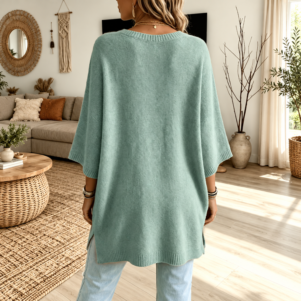 Women's Loose Solid Color Casual Knit Sweater