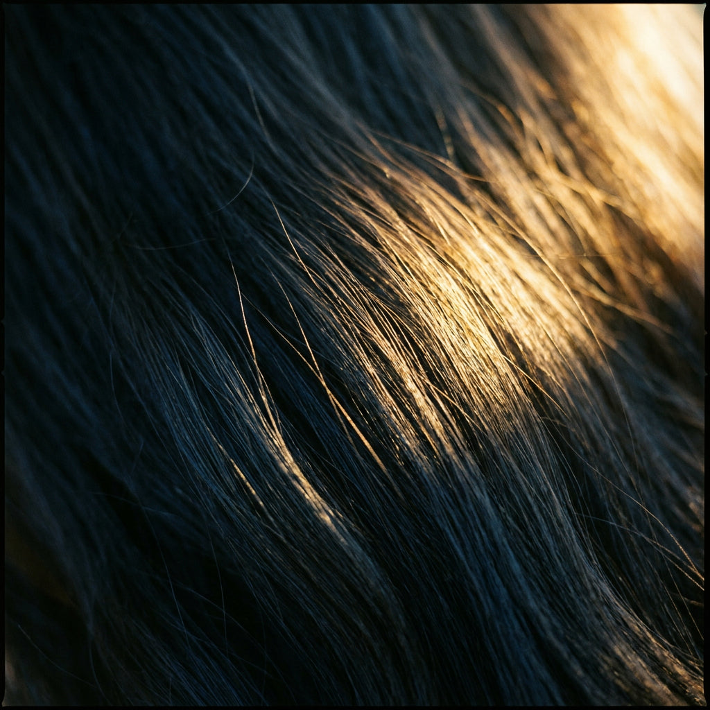 vibeourplus Black shade — deep rich black hair with warm highlights