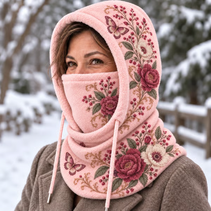 Women's Floral 3 in 1 Fleece Lined Winter Hood