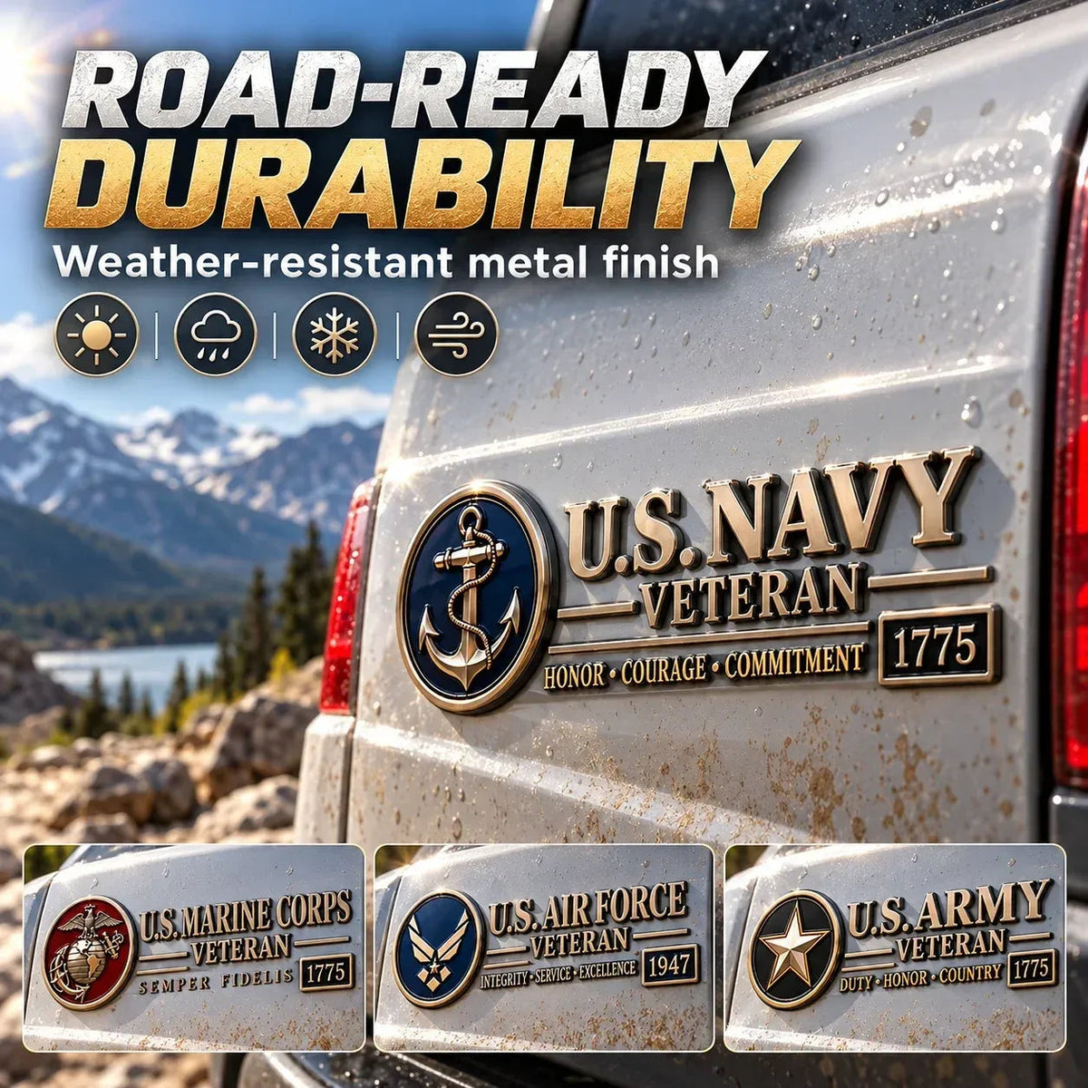 🇺🇸🎖️ Veteran Honor 3D Metal Car Emblem – A Tribute to Service & Pride