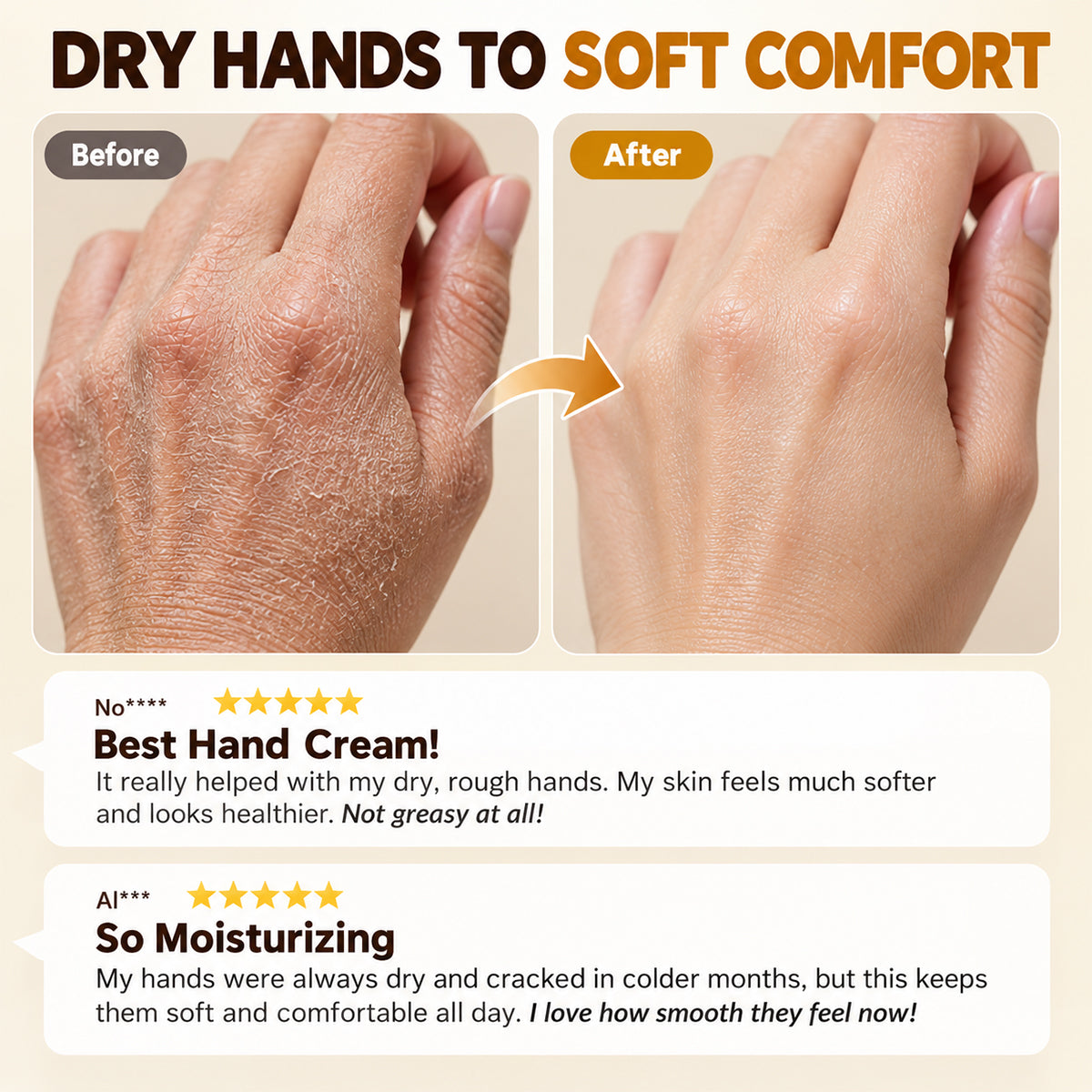 Hand cream care for dry, rough hands