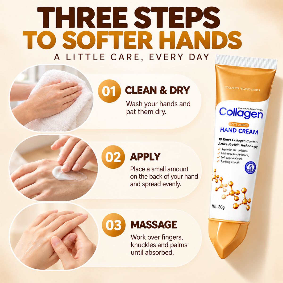 Applying hand cream after washing hands