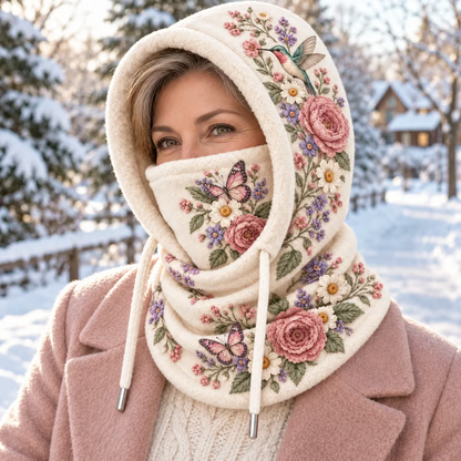 Women's Floral 3 in 1 Fleece Lined Winter Hood