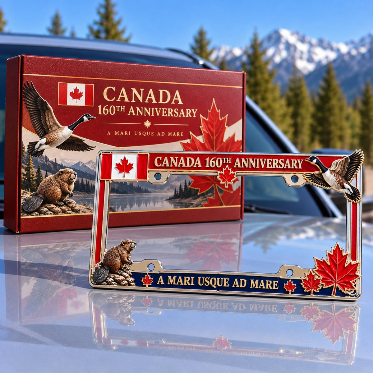 🍁🚗 Canada 160th Anniversary Commemorative Metal License Plate Frame