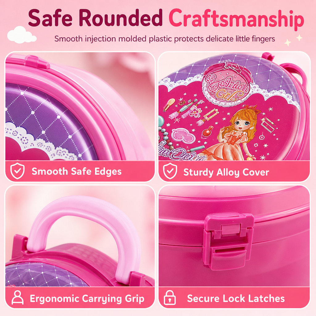 📢📢 50% OFF🎀Kids’ Pretend Makeup Vanity Suitcase – Portable Dress-Up Toy Set for Girls