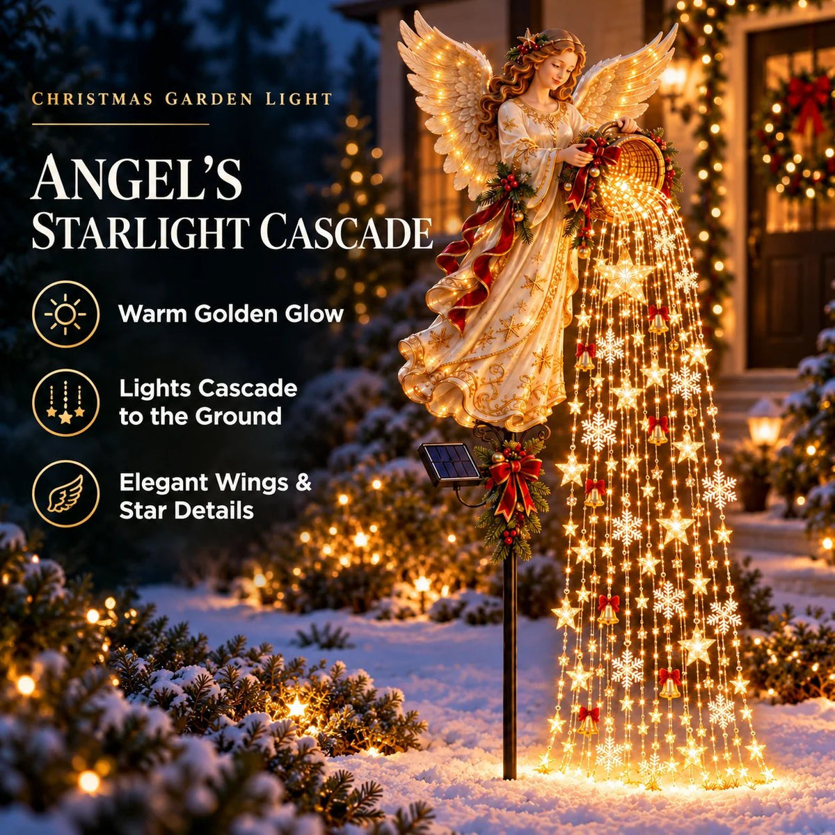 🎄 Weihnachtliche Sternenlichtkaskade – Solarbetriebene LED-Gartenstecker