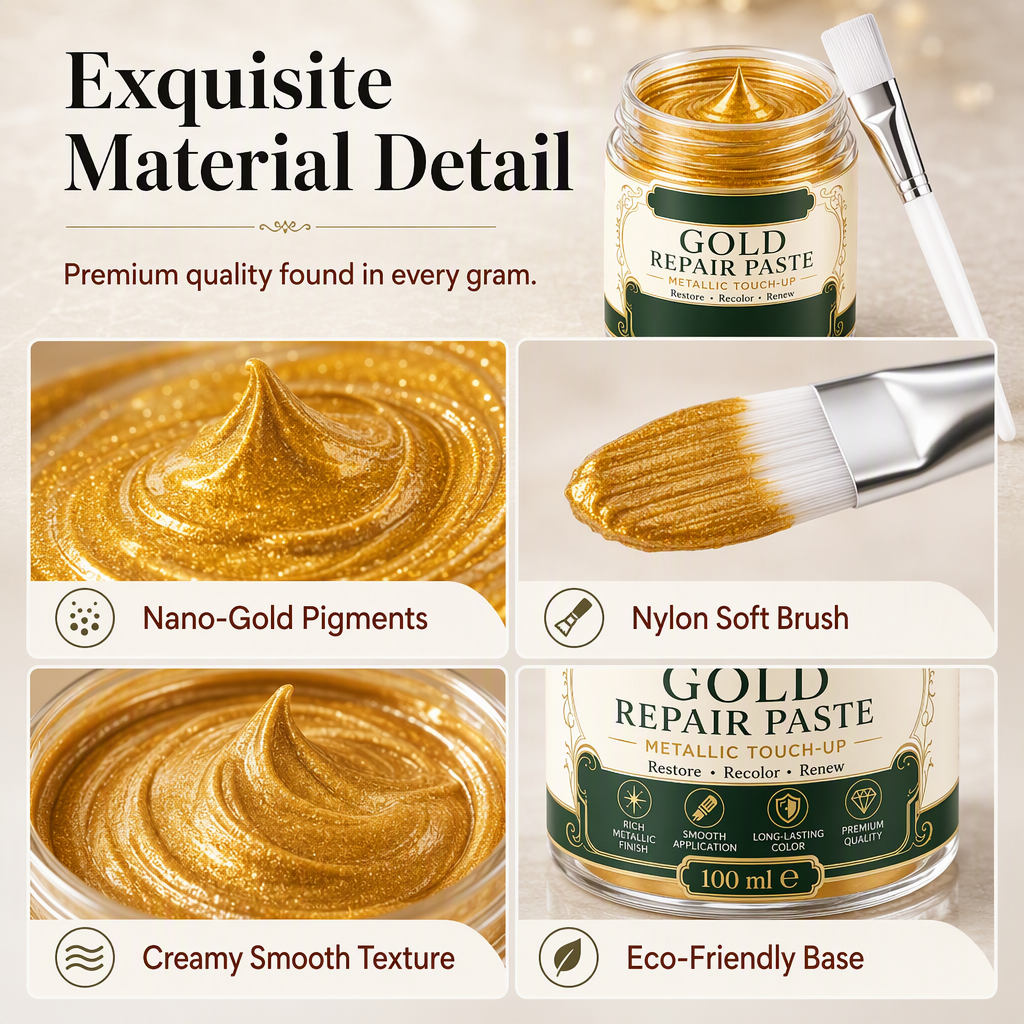 Gold Metallic Refinishing Repair Paste with Brush