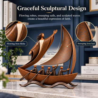 🔥Peace in the Storm Faith Sailboat Sculpture
