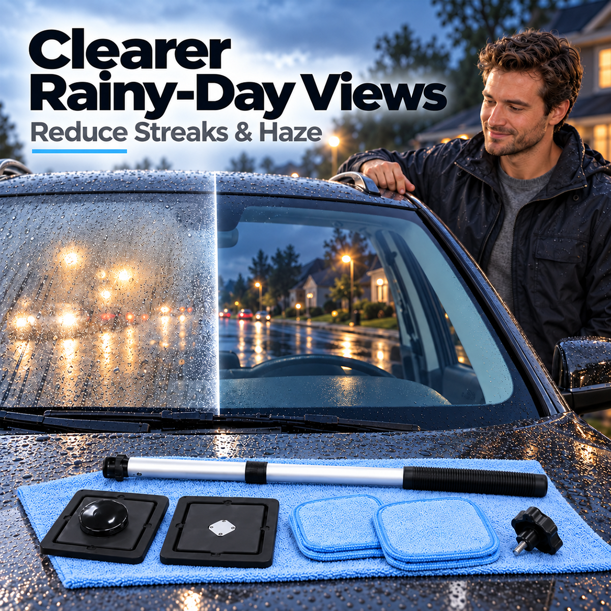 Dual Magnetic Car Windshield Cleaner | Streak-Free Auto Glass Cleaning Kit