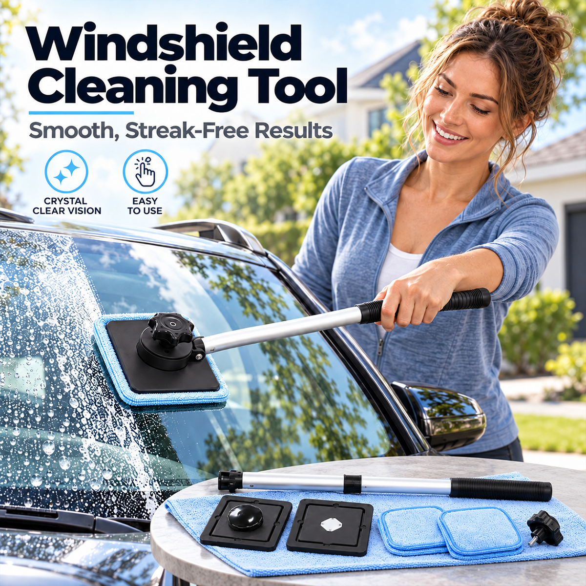 Dual Magnetic Car Windshield Cleaner | Streak-Free Auto Glass Cleaning Kit