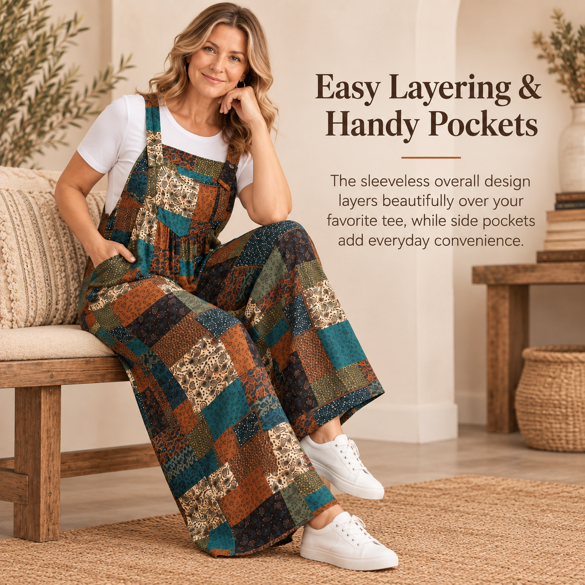 Plus Size Strapless Paisley Jumpsuit with Pockets