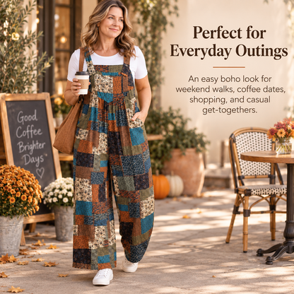 Plus Size Strapless Paisley Jumpsuit with Pockets