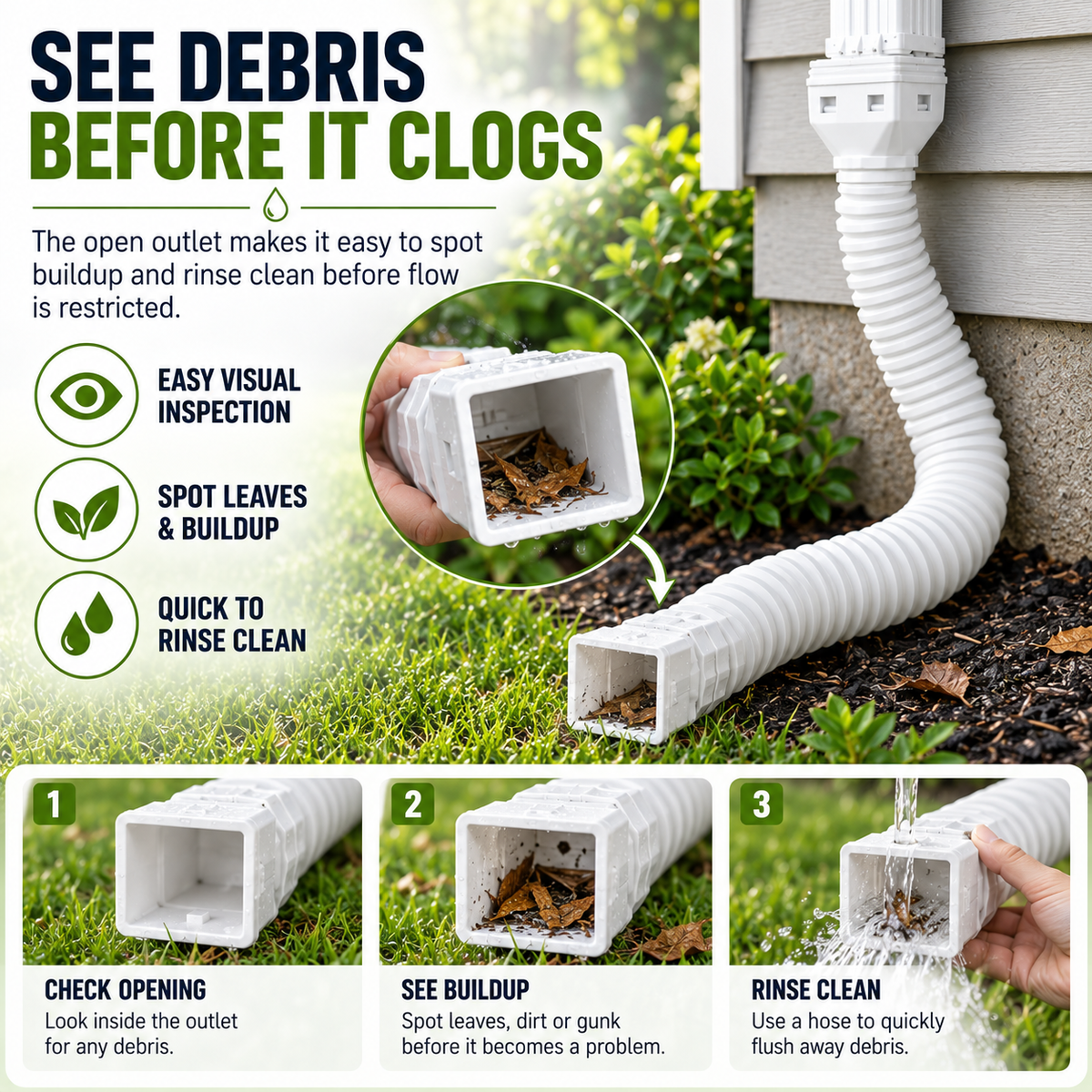 🏡 Flexible Rain Gutter Downspout Extension Kit  – Adjustable 22"-63" Drain Pipe with Leaf Filter for Foundation Protection