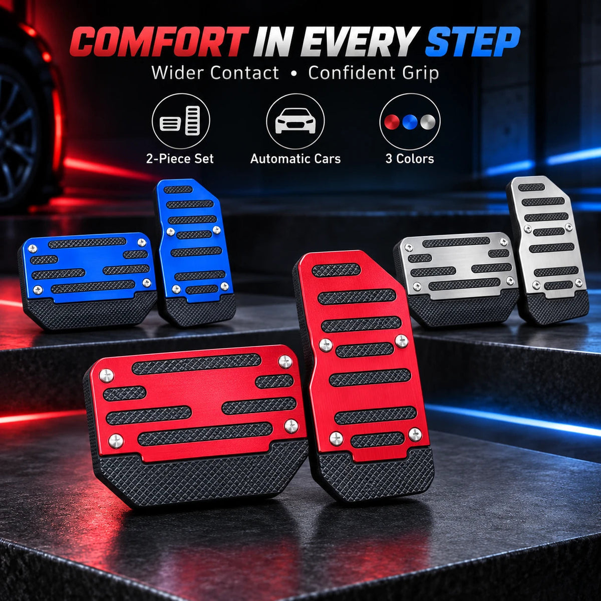 2PCS NonSlip Universal Automatic Foot Brake Gas Cover Pad Pedal Accessories Car