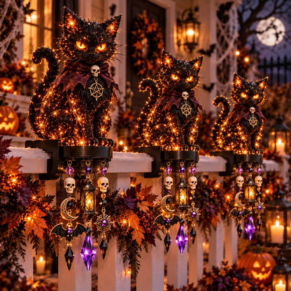 🏡🔥HOT SALE🔥🎃 Halloween Character Glow Cascade Railing Lights – Pumpkin, Witch, Ghost & Black Cat