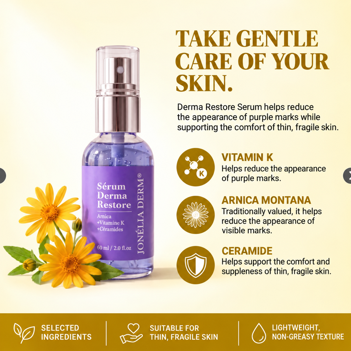 Bruise Reduction Derma Restore Serum With Arnica, Vitamin K & Ceramides
