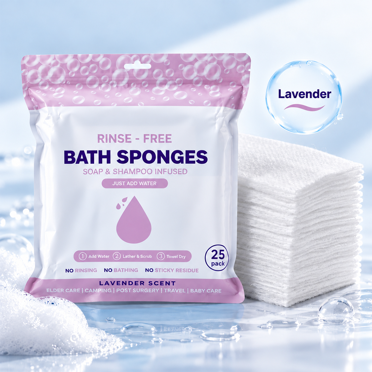 Tenderly Rinse-Free Bath Sponges 10